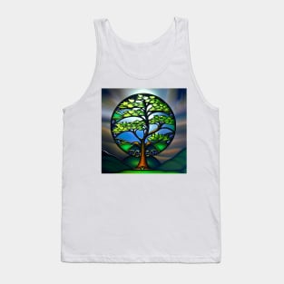 Stained Glass Tree of Life Illuminated by the Sun Tank Top